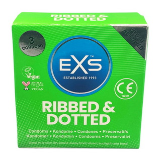 EXS Ribbed and Dotted - Condoms - 3 Pieces