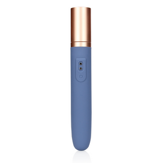 Travel Vibrator with Lube Compartment and Pump - Blue Horizon