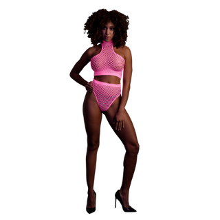 Turtle Neck and High Waist Slip - One Size - Neon Pink