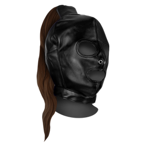 Mask with Brown Ponytail - Black