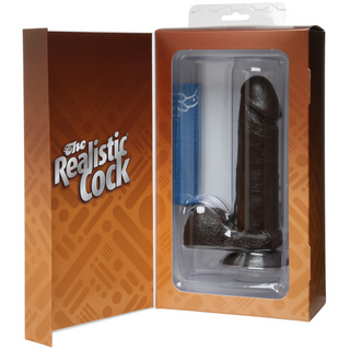 Realistic Cock with Balls - Removable Vac-U-Lock Suction Cup - 6 / 16 cm - Chocolate