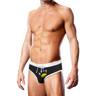 Swim Brief - Black Oversized Paw - L