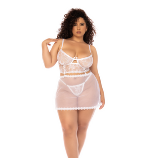 Two-in-One Babydoll and Two Piece Set - L/XL - White