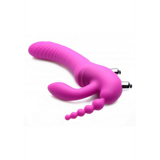 Regal Rider - Triple Vibrating Silicone Strapless Strap-On