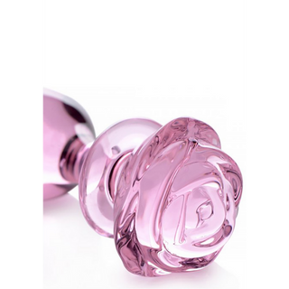 Pink Rose - Glass Butt Plug - Large