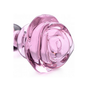 Pink Rose - Glass Butt Plug - Small