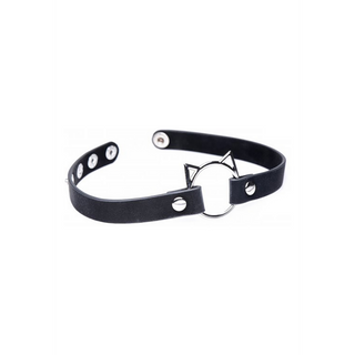 Kinky Kitty Ring Slim Choker - PU Leather - Black