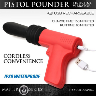 Thrusting Pistola Vibrator - Red