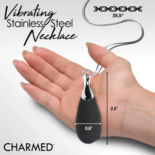 Vibrating Silicone Teardrop Necklace - Black