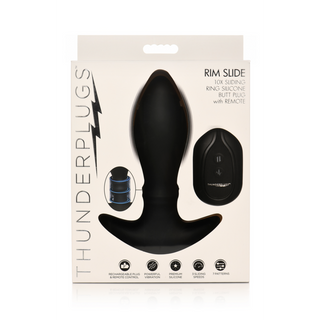 Rim Slide - Sliding Ring Silicone Butt Plug - Black