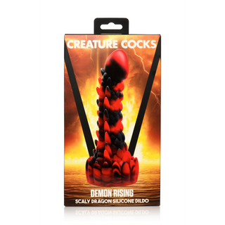 Demon Rising - Scaly Dragon Silicone Dildo - Red/Black