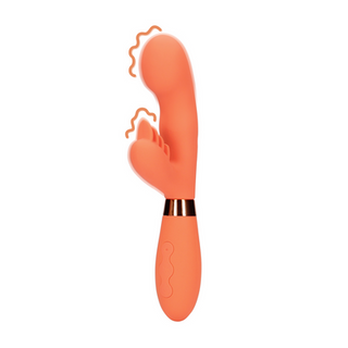 Silicone Rabbit Vibrator with Ribbed Clitoral Stimulator - Glazed Carrots