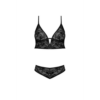 Underwired Bralette and Panty Set - S/M - Black