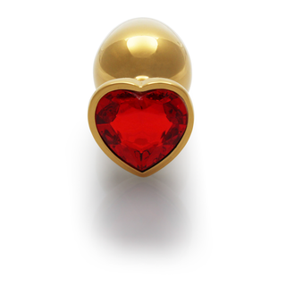 Heart Gem Butt Plug - Large - Gold/Ruby Red