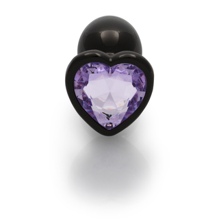 Heart Gem Butt Plug - Small - Gunmetal/Amethyst Purple