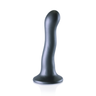 Ultra Soft Silicone Curvy G-Spot Dildo - 7'' / 17 cm - Gunmetal