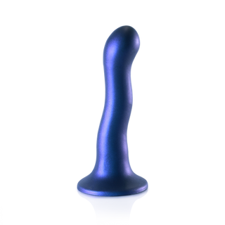 Ultra Soft Silicone Curvy G-Spot Dildo - 7'' / 17 cm - Metallic Blue