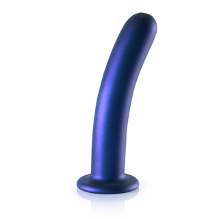 Smooth Silicone G-Spot Dildo - 7'' / 17 cm - Metallic Blue