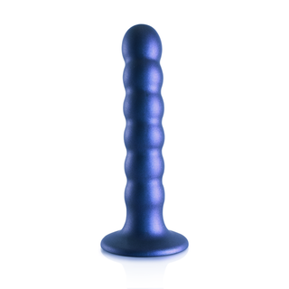 Beaded Silicone G-Spot Dildo - 5'' / 13 cm - Metallic Blue