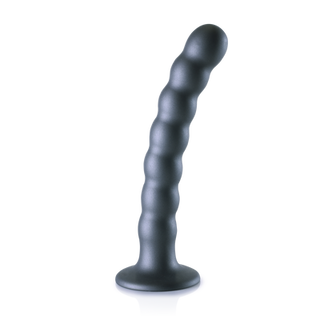 Beaded Silicone G-Spot Dildo - 6.5'' / 16,5 cm - Gunmetal