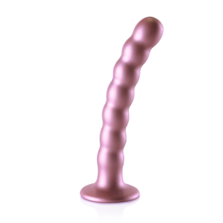 Beaded Silicone G-Spot Dildo - 6.5'' / 16,5 cm - Rose Gold