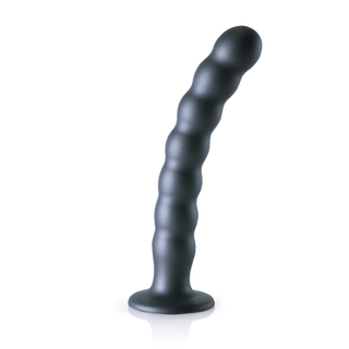 Beaded Silicone G-Spot Dildo - 8'' / 20,5 cm - Gunmetal