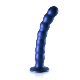 Beaded Silicone G-Spot Dildo - 8'' / 20,5 cm - Metallic Blue