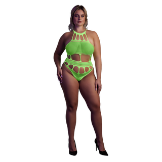 Body with Grecian Neckline - Plus Size - Neon Green