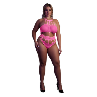 Body with Grecian Neckline - Plus Size - Neon Pink