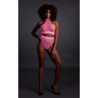 Turtle Neck and High Waist Slip - One Size - Neon Pink