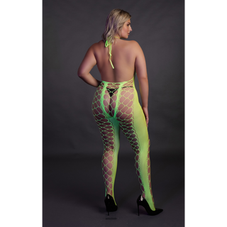 Bodystocking with Halterneck - Plus Size - Neon Green