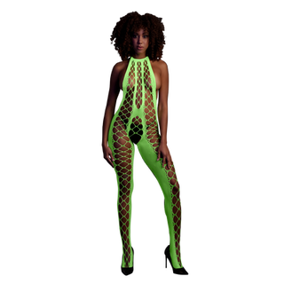 Bodystocking with Halterneck - One Size - Neon Green