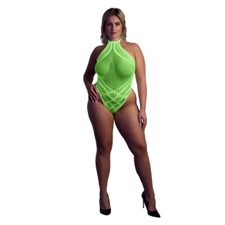 Body with Halter Neck - Plus Size - Neon Green