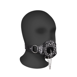 Open Mouth Gag with Plug Stopper - Black