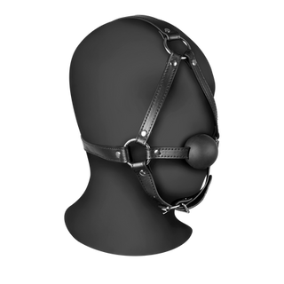 Head Harness with Solid Ball Gag - Black