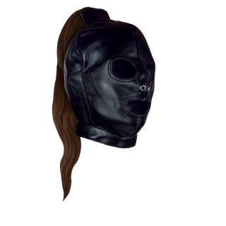 Mask with Brown Ponytail - Black