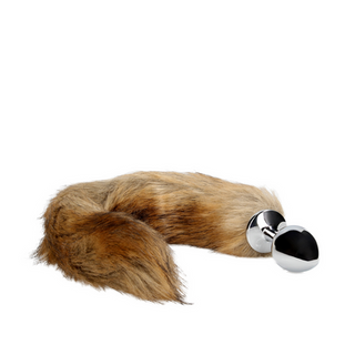 Fox Tail with Metal Butt Plug - Brown