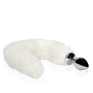 Fox Tail with Metal Butt Plug - White