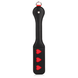 Hearts Paddle with Metal Anal Plug - Black